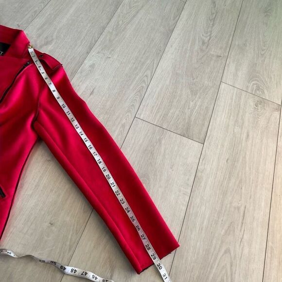 KUT FROM THE KLOTH Size Large  Red Faux Suede Drape Moto Jacket Women's - Picture 4 of 9